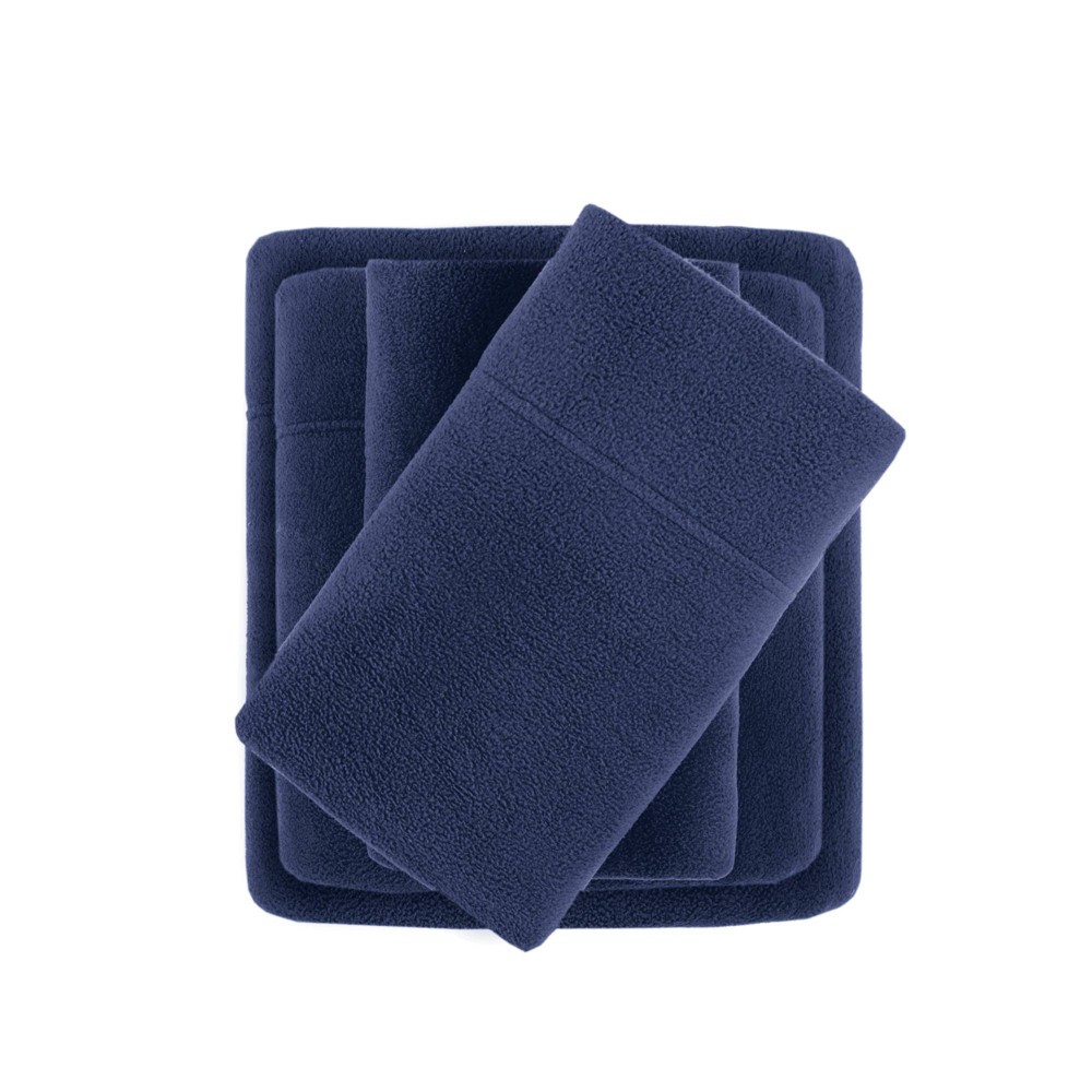 Photos - Bed Linen Twin Micro Fleece Sheet Set Navy - True North by Sleep Philosophy