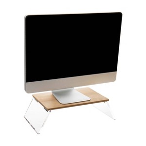 Mind Reader Modern Collection Plastic Foldable Monitor Stand Brown: Desk Organizer & Office Supplies Riser - 1 of 4