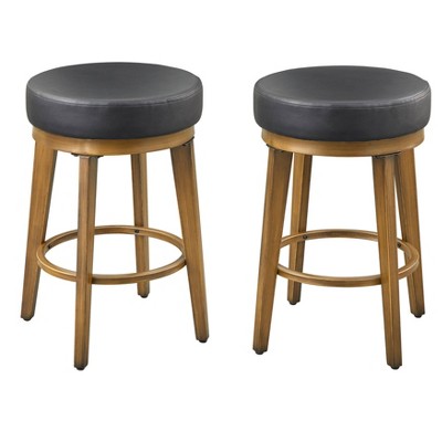 2Pc Linden Swivel Counter Height Barstools Black/Gold - Angelo:Home