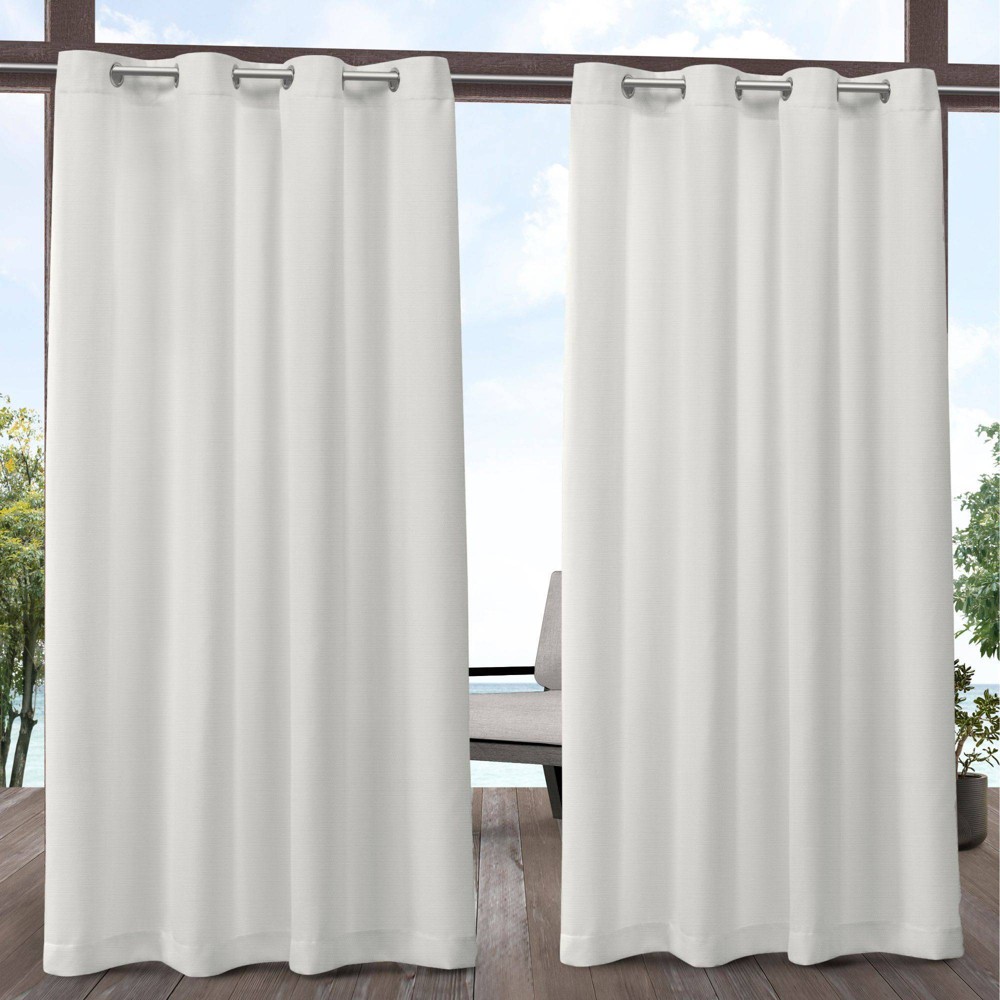Set of 2 (84"x54") Delano Textured Indoor/Outdoor Grommet Top Light Filtering Window Curtain Panels Vanilla White - Exclusive Home