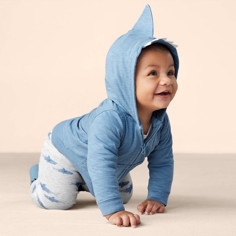 Carter's Just One You® Baby Boys' Shark Cardigan Sweater & Jogger Pants Set - Blue/Gray, 6 of 7