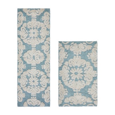 Medallion Collection 2 Piece 100% Cotton Tufted Bathroom Rug Set  with Non-Slip Backing, Machine Washable, Tumble Dry Bath Mat