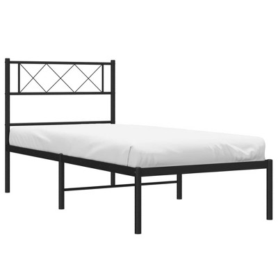 vidaXL Modern Metal Single Bed Frame with Headboard - Robust Steel Construction