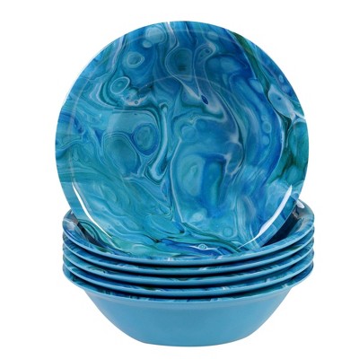 22oz 6pk Melamine Fluidity Bowls Blue - Certified International
