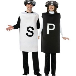 Imposta Costumes Adult Salt and Pepper Couple Costume Bodysuit One Size White/Black - 1 of 1