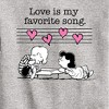 Boys' - Peanuts - Lucy And Schroeder Valentine's Piano Graphic Long Sleeve Fleece Sweatshirt - 2 of 4