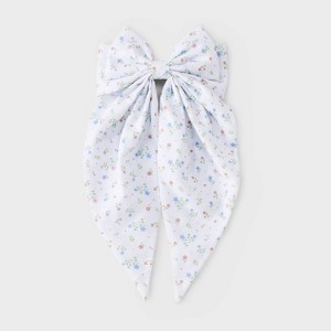 Fabric Bow Hair Barrette - Wild Fable™ White/Floral: Polyester Clip for All Hair Types, Solid Pattern, 18+ Age - 1 of 3
