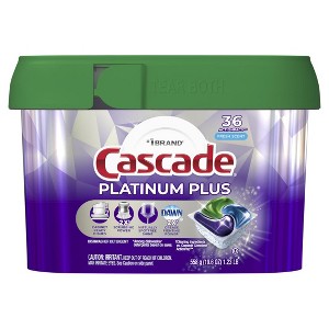 Cascade Platinum Plus Dishwasher Pods, Dishwasher Detergent, Dish Detergent Soap, Fresh, 36 Count - 1 of 4