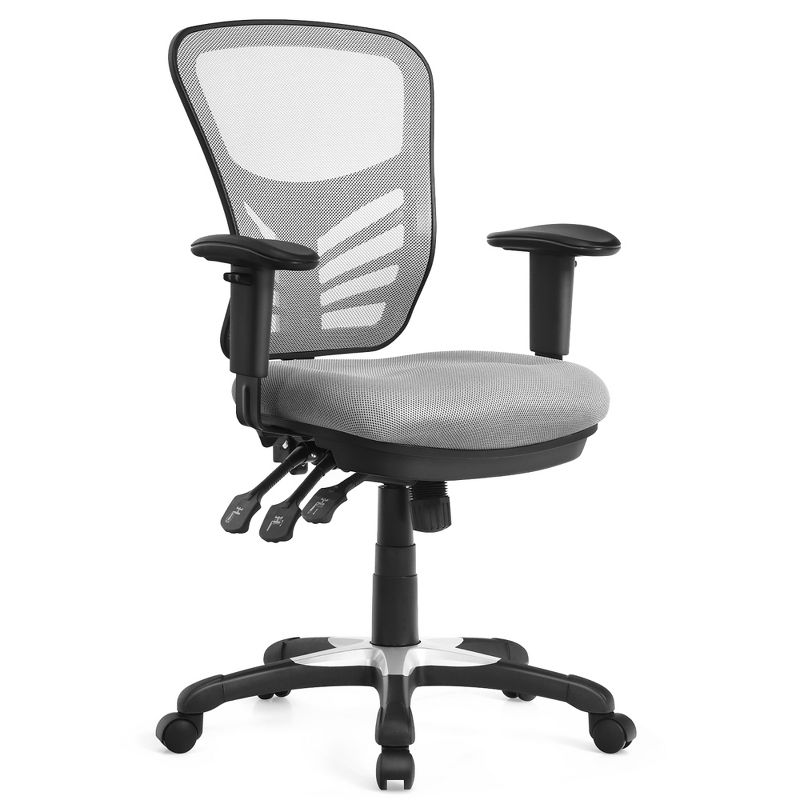 Costway Mesh Office Chair 3-Paddle Computer Desk Chair w/ Adjustable Seat, 1 of 11