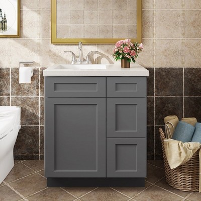 LOVMOR in Plywood Bath Vanity Cabinet with 3 Drawers without Top for Kitchen, Bathroom, Living Room
