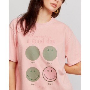 Samii Ryan | Smiley Good Day Oversized Tee , Pink - 1 of 1