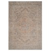 Blue And Sand Floral Medallion Area Rug With Fringe - 4 of 4