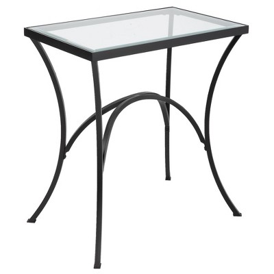 Alayna Black Metal and Glass Rectangular End Table