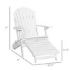 Folding Adirondack Chair with Pull Out Ottoman, Outdoor Fir Wood Fire Pit Chair with Footrest, Porch Fanback Lounge for Patio, Poolside Lawn Garden - 3 of 4