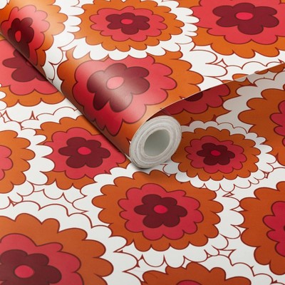 Penelope Flower Wallpaper Fiesta Coral - Opalhouse™ designed with Jungalow™: Self-Adhesive Vinyl, Botanical Pattern