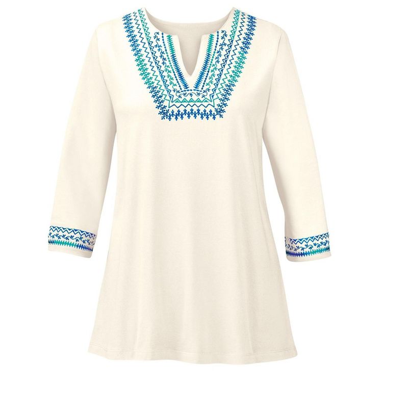 Collections Etc Multi Colored Embroidered V-Neck Tunic, 3 of 5