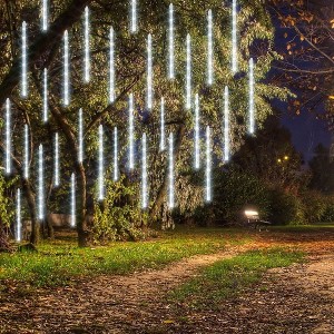 Dazzle Bright 864 LED Meteor Shower Rain Lights 11.8 Inch 24 Tubes Christmas Light Decorations White - 1 of 4