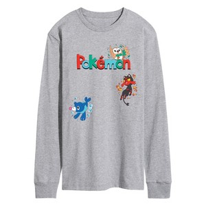 Men's - Pokémon - Rowlet, Litten, Popplio Long Sleeve Graphic T-Shirt - 1 of 3