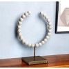 HomeRoots 16" White and Gold Wood and Metal Modern Abstract Tabletop Sculpture - 2 of 4