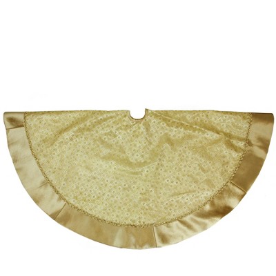 Northlight 48" Gold Glittered Star Christmas Round Tree Skirt