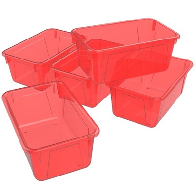5pk Small Cubby Bin Tint Red - Storex