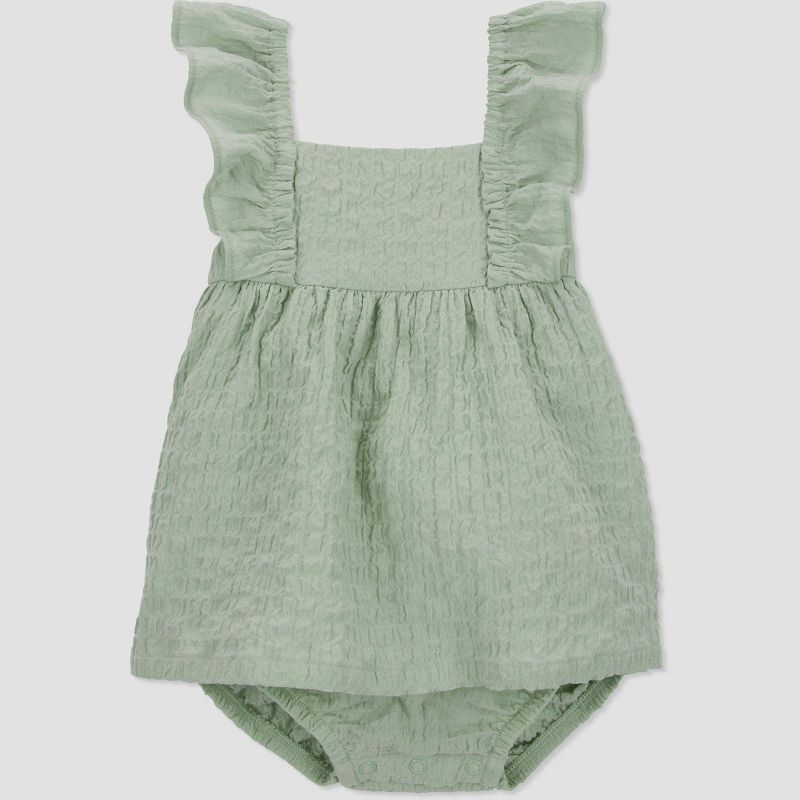 Carter's Just One You® Baby Girls' Textured Sunsuit - Green, 1 of 5