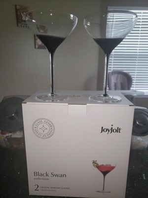 JoyJolt Black Swan Martini Glasses, 10.5 Oz Set of 2 