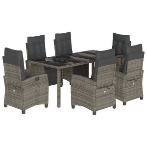vidaXL Patio Dining Set with Cushions Outdoor Garden Furniture Poly Rattan - 74.8" Table Length Gray 6 Items - 1 of 4