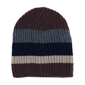CTM Men's Heavy Knit Wool Blend Striped Winter Beanie Hat - 1 of 4