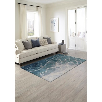 Hand-Tufted Water Blue Wool 5' x 7' Area Rug