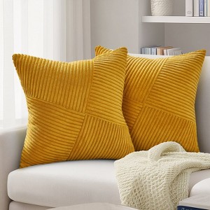 Set of 2 Decorative Corduroy Throw Pillow Covers for Couch Bed Sofa, Boho Aesthetic Home Decor - 1 of 4