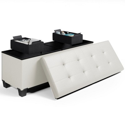 Nestl Storage Ottoman Bench with Storage Bins, Rectangular Storage Bench