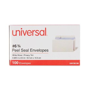 Universal Peel Seal Strip Security Tint Business Envelope, #6 3/4, Square Flap, Self-Adhesive Closure, 3.63 x 6.5, White, 100/Box - 1 of 4