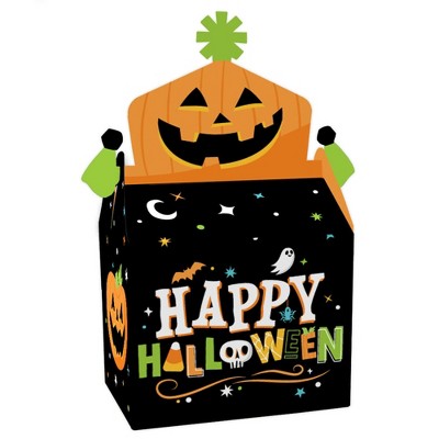 Big Dot of Happiness Jack-O'-Lantern Halloween - Treat Box Party Favors - Kids Halloween Party Goodie Gable Boxes - Set of 12