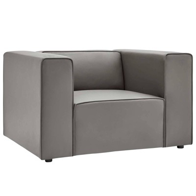 Mingle Vegan Leather Armchair Gray - Modway