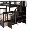 PAGED Simple Wooden Bunk Bed Loft Bed, Twin over Twin Bed Frame with 3 Drawers, Storage Stairs and Guardrail for Kids, Teens - 2 of 4