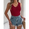 Womens V Neck Vest Top Lace Knit Sleeveless Vacation Tank Top - 3 of 4