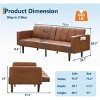 75" Futon Sofa Bed Convertible Sleeper Couch, Faux Leather Loveseat, Mid-Century Modern Small Sofa with Recliner & Twin-Size Flat Bed, Brown - 2 of 4