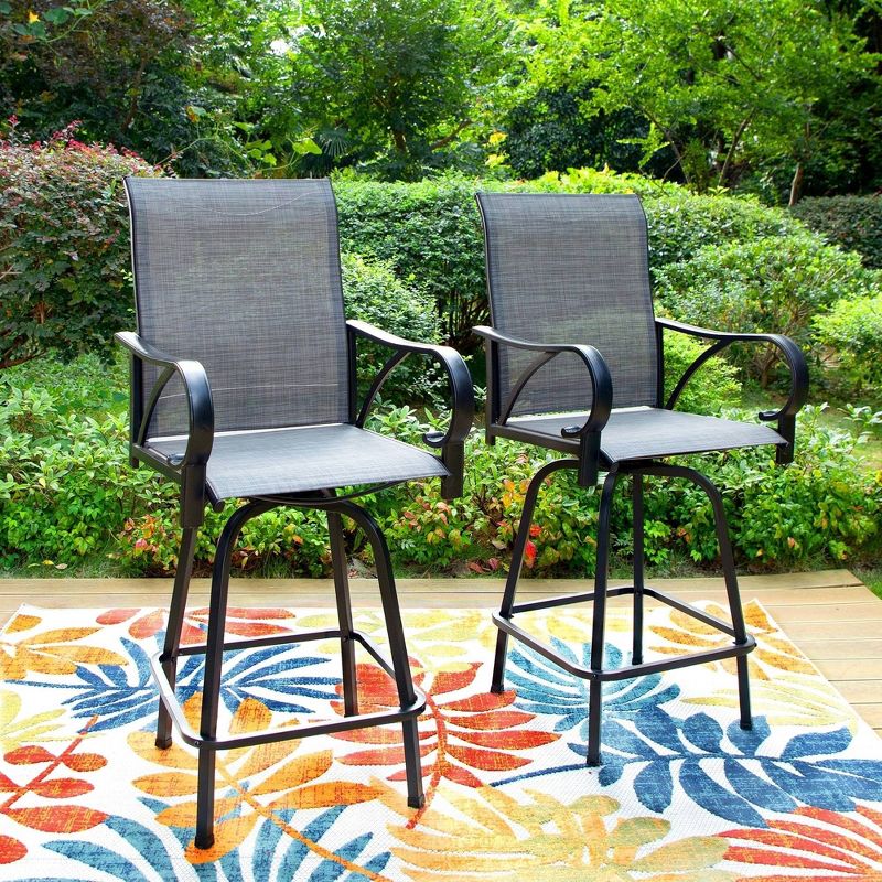 2pk Outdoor Swivel Bar Stools with Metal Frame &#38; Sling Fabric - Captiva Designs, 3 of 12
