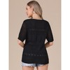 INSPIRE CHIC Women's Crew Neck Summer Casual Lightweight Short Sleeve Hollow Out Crochet Tops - 3 of 4