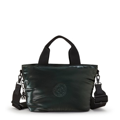 Kipling Minta Metallic Puff Shoulder Bag Dark Pine Target