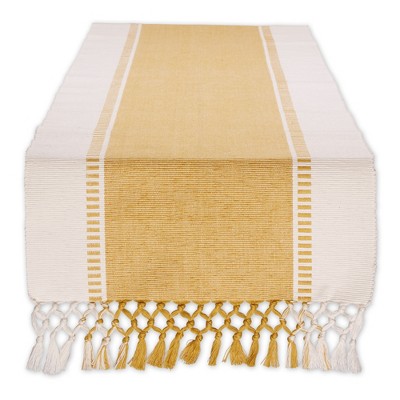 Design Imports  Ribbed Dobby Stripe Table Runner, Honey Gold, 13X108"