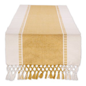 Design Imports  Ribbed Dobby Stripe Table Runner, Honey Gold, 13X108" - 1 of 4