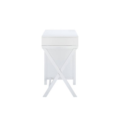 48" White Campaign Style Desk with Gold Hardware and Storage