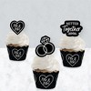Big Dot of Happiness Mr. and Mrs. - Cupcake Decoration - Black and White Wedding or Bridal Shower Cupcake Wrappers and Treat Picks Kit - Set of 24 - 3 of 4