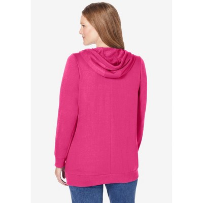 Raspberry Sorbet Women's Plus Size Hooded Zip Front Tunic