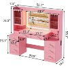 PAKASEPT 8 Drawers Vanity Desk, 55'' W Makeup Vanity with Power Outlet, Vanity Table with Mirror and Lights, 3 Lighting Modes, for Bedroom, Pink - 2 of 4