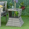 Resenkos Patio Coffee Tables,Patio Tables,Rattan Wicker Side Table with Umbrella Hole, 2 Tier Storage Shelf, Mixed Grey Mixed Gray - 3 of 4