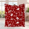 Lomsoe Festive Red Plaid Flannel Blanket,Warm Christmas Throw Blanket with Santa , Reindeer & Snowflakes,Christmas Gift. - 2 of 4