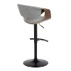 LumiSource Set of 2 Curvo Adjustable Barstools Walnut Fabric/Black Metal - 4 of 4